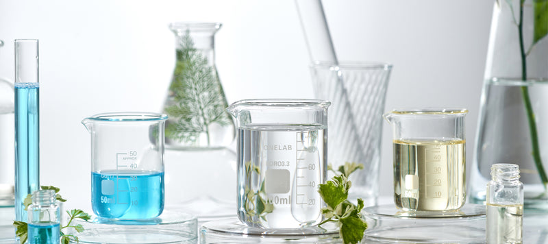 various oils in glass containers to be blended