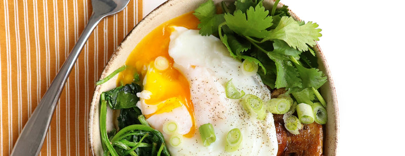runny egg breakfast bowl with oats