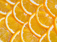 lemon slices with light shining through