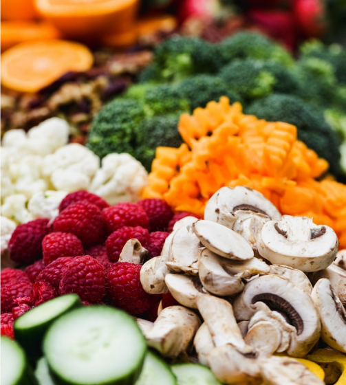 Selection of fresh fruit and vegetables