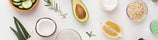 Selection of natural beauty ingredients on white background