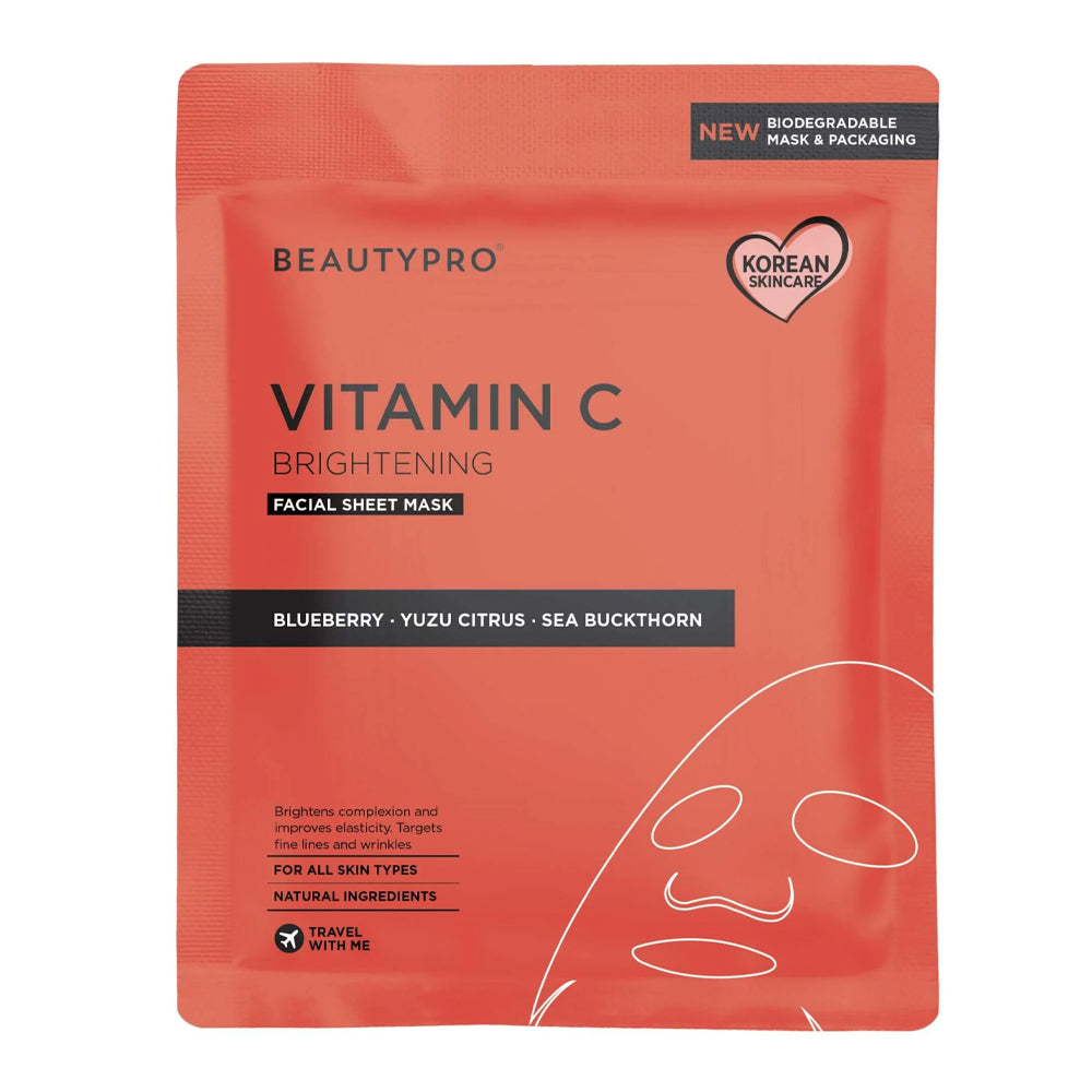 BEAUTYPRO Vitamin C Brightening Facial Sheet Mask packaging on a white background