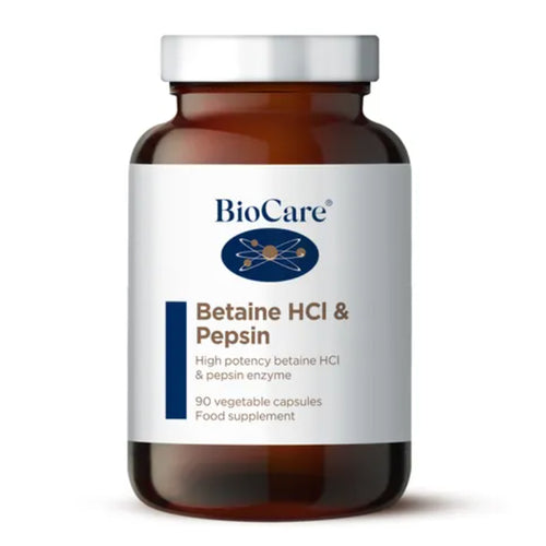bottle of BioCare Betaine HCL & Pepsin