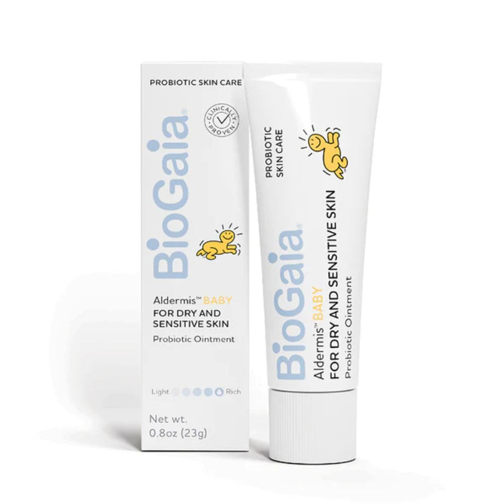 BioGaia Aldermis Baby probiotic ointment packaging on a white background