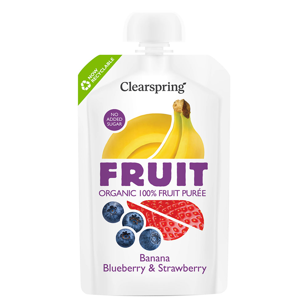Clearspring Organic FRUIT 100% Fruit Purée - Banana, Blueberry & Strawberry