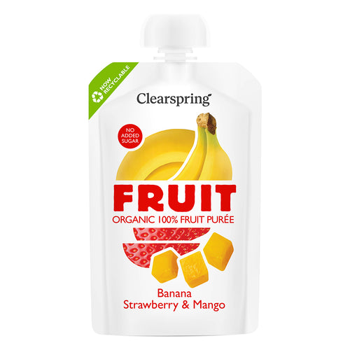 Clearspring Organic FRUIT 100% Fruit Purée - Banana, Strawberry & Mango