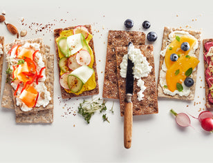 Cripsbreads with spreads and toppings