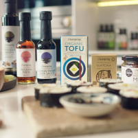 Selection of Clearspring Organic products in kitchen