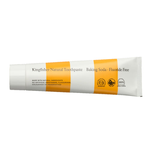 tube of Kingfisher Baking Soda Fluoride Free Toothpaste