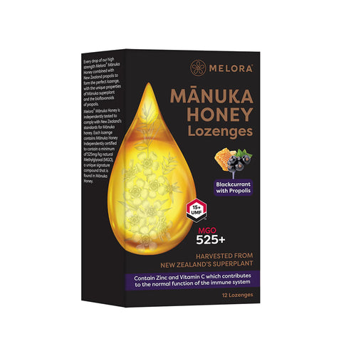 Melora Manuka &amp; Propolis Lozenges MGO 525+ Blackcurrant &amp; Propolis