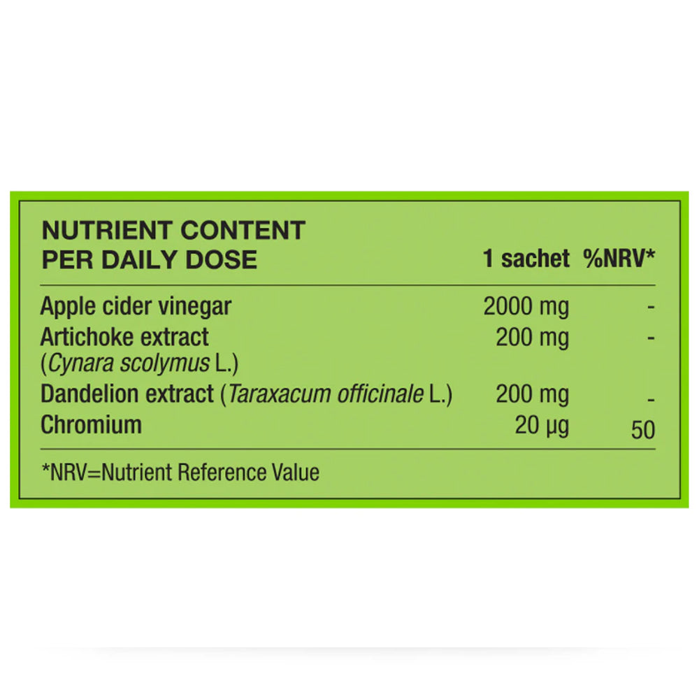 Nutrient content label for a New Nordic Apple Cider Shot
