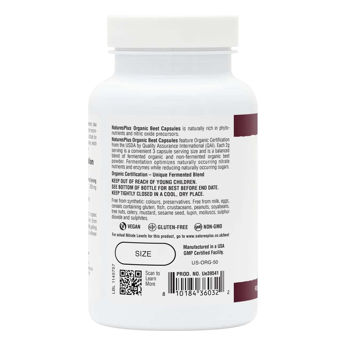 NaturesPlus Organic Beet label