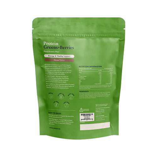 Nuzest Protein Greens & Berries Plant Protein Plus+ Cocoa back