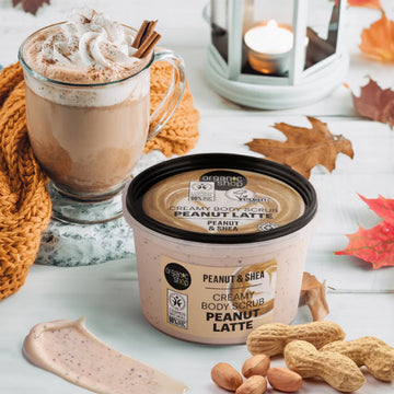 Organic Shop Peanut Latte Creamy Body Scrub with peanuts, latte adn leaves