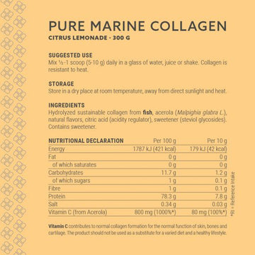 Plent Pure Marine Collagen Citrus Lemonade contents