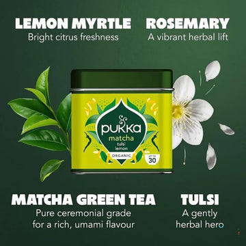 Pukka Organic Tulsi Lemon Matcha ingredients, fragrance and taste information.