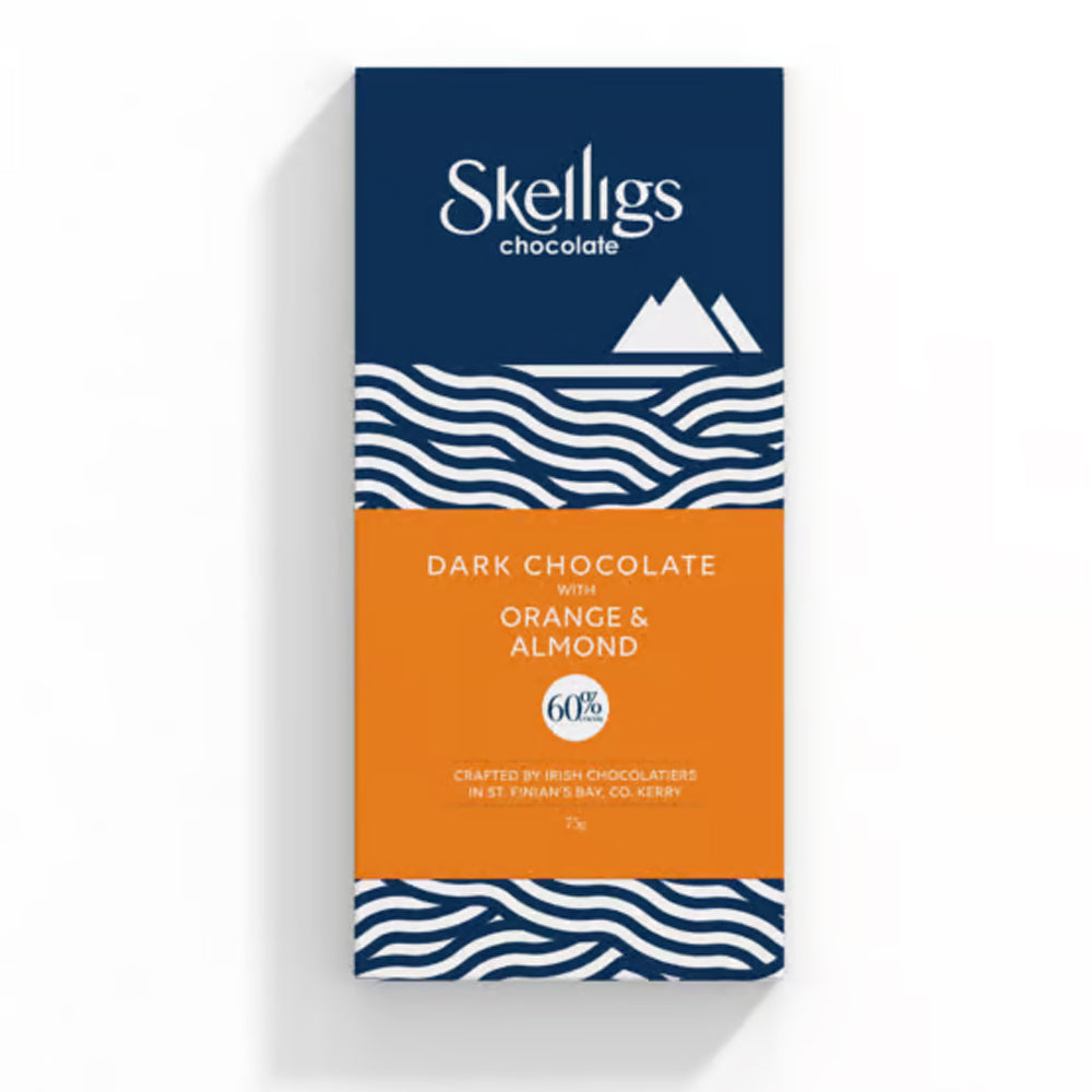 Skelligs Orange & Almond Dark Chocolate Bar