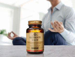 Solgar Ultimate Calm with man in yoga pose