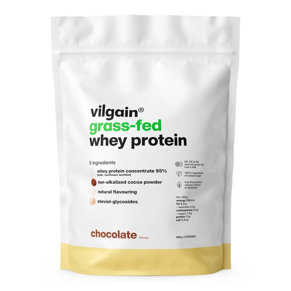Vilgain Grass Fed Whey Protein Chocolate Flavour pouch