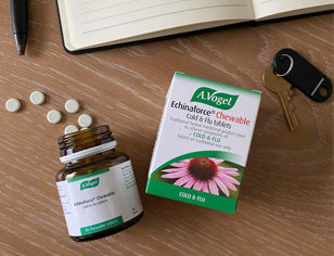 A Vogel Echinaforce tablets on a desk