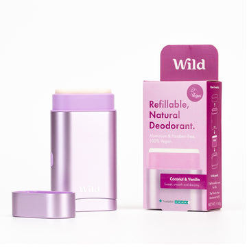 Wild Natural Deodorant Coconut & Vanilla Refillable Deodorant - 1 Case & 1 Refill