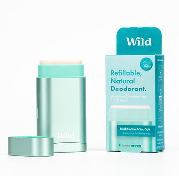 Wild Natural Deodorant Fresh Cotton & Sea Salt Refillable Deodorant - 1 Case & 1 Refill