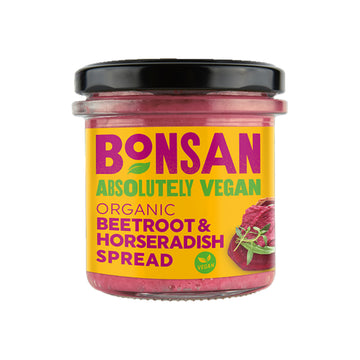 jar of Bonsan Organic Beetroot And Horseradish Spread
