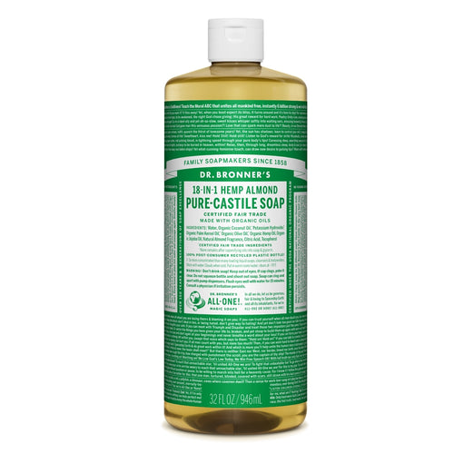 bottle of Dr. Bronner Almond Pure Castlle Soap (Bar &amp; Liquid)