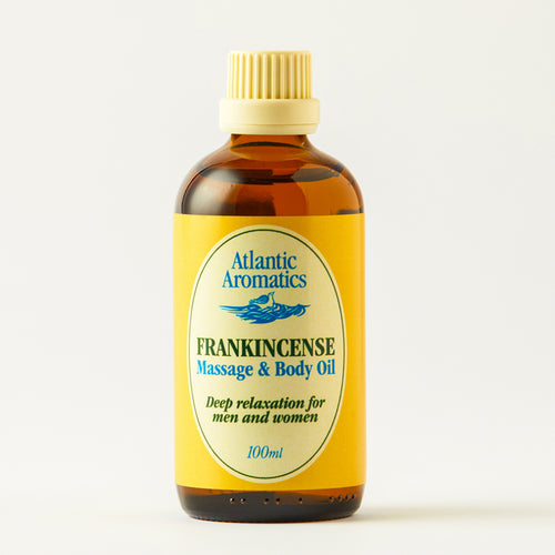 bottle of Atlantic Aromatics Frankincense Massage & Body Oil