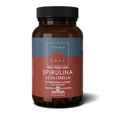 bottle of Terranova Spirulina &amp; Chlorella