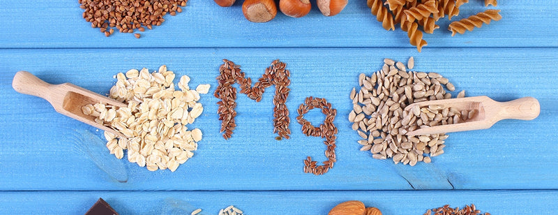 magneisum spelled out with seeds and nuts 