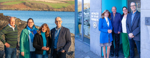 Wild Atlantic owners outside their building and by a beach