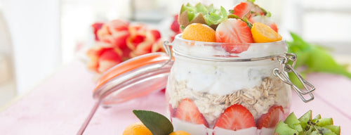 jar with easy overnight oats for breakfast