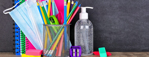 hand sanitiser and stationery supplies for returning to school after Covid-19