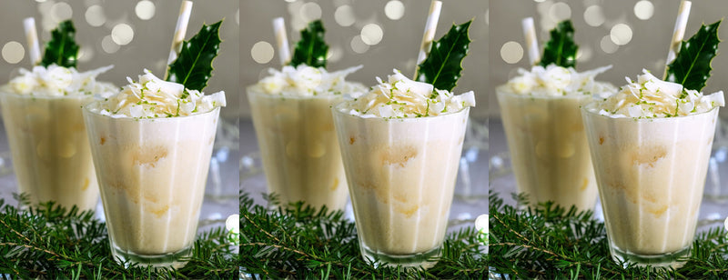 festive Kombucha Pina Colada with holly