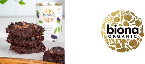 biona logo and Vegan Black Bean Brownies