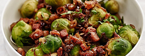 freshly baked brussel sprouts with Pancetta & Hazelnut