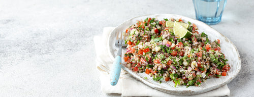 plate with buckwheat tabbouleh