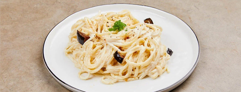 Clearspring Silken Tofu "Carbonara" with Crispy Aubergine