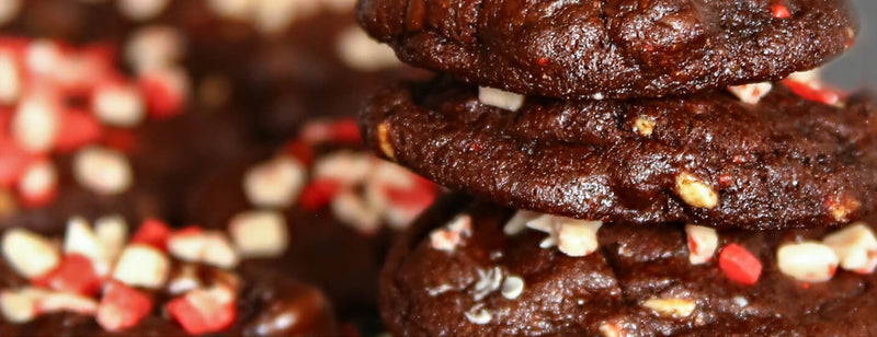 Close up of Dark Chocolate Peppermint Cookies 