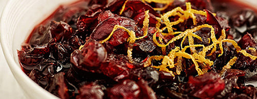 cranberry sauced topped with finely grated orange zest