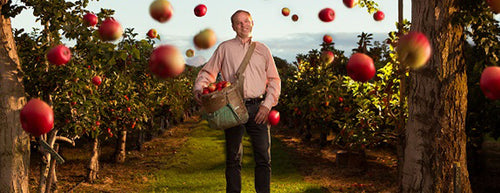 Con from The Apple Farm in the middle of his apple field 