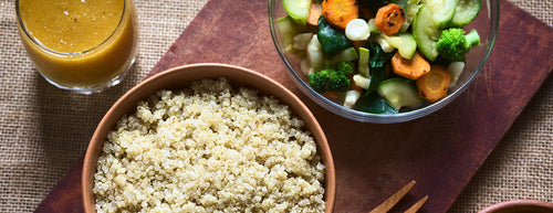 Quinoa Craze: a bowl of quinoa with fresh vegetables 