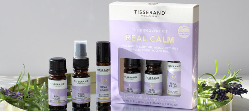 Tisserand box of Real Calm essential oils