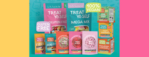 Treat Yo Self Banner with sweets packaging