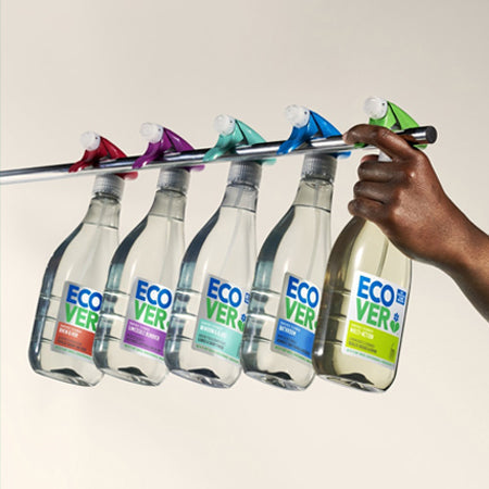 Ecover Household cleaning products on rod with sprays