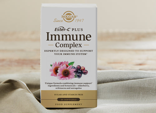 box of solgar immune complex resting on beige fabric