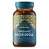 A bottle of Ayurvediq Organic Moringa food supplement, containing 120 vegan capsules.