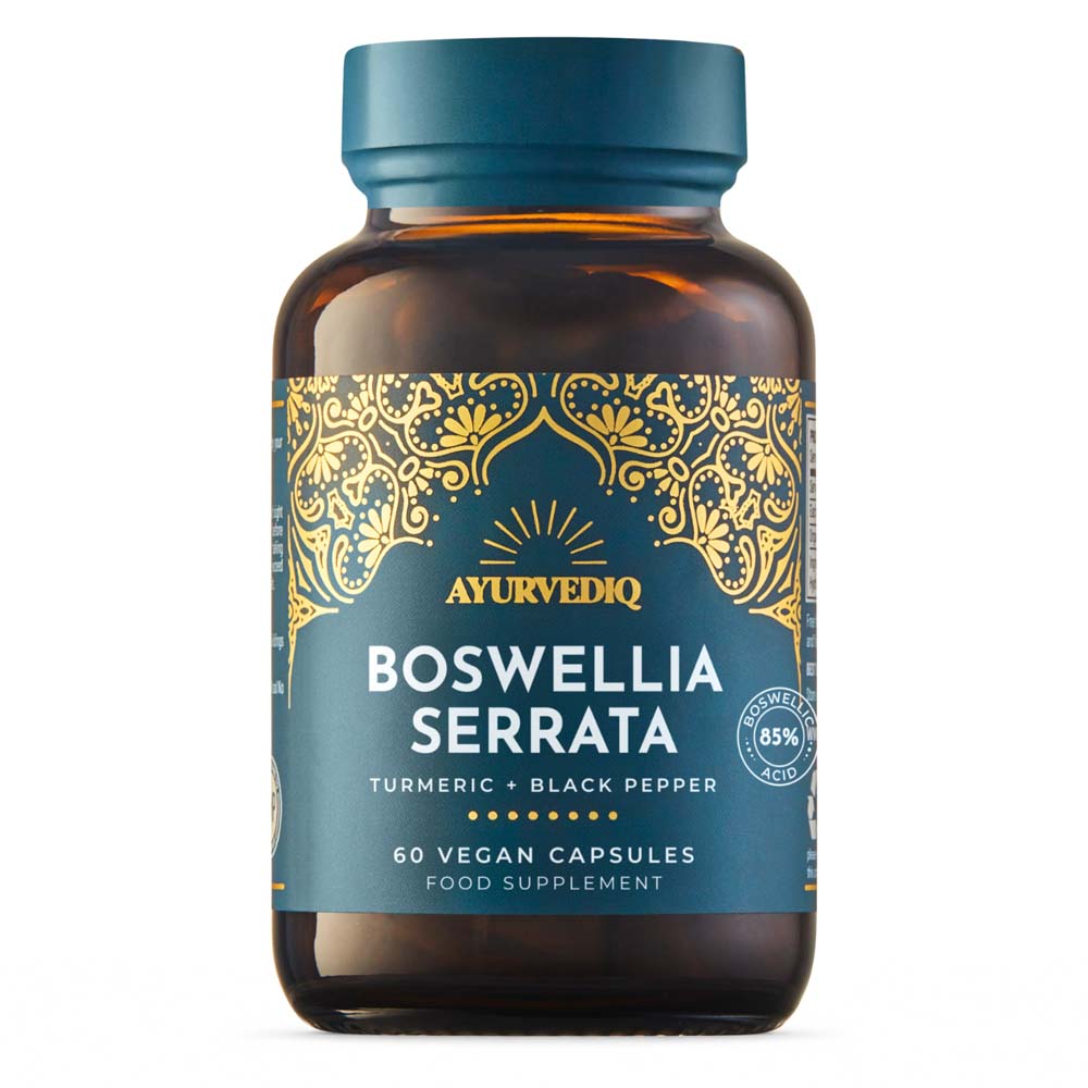 Ayurvediq Boswellia Serrata supplement bottle.