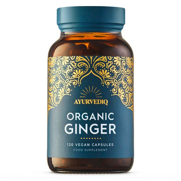 Ayurvediq Organic Ginger  120 vegan supplements bottle
